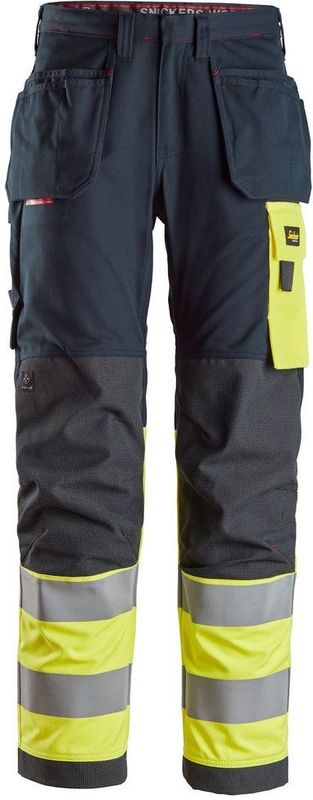 Snickers 6276 ProtecWork, Werkbroek met Holsterzakken, High-Vis Klasse 1 - Donker Blauw/High Vis