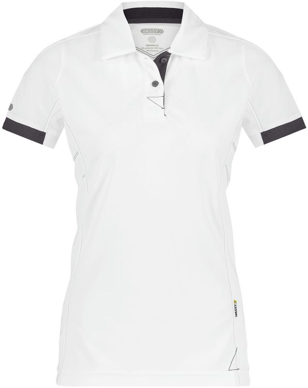 Dassy Traxion Women Polo voor dames Wit/Antracietgrijs maat 2XL