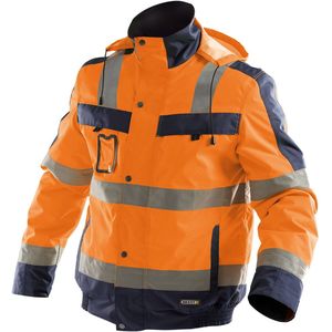 Dassy Lima Hogezichtbaarheidswinterjas Fluo-Oranje/Marineblauw