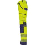 Dassy Odessa Zomer hogezichtbaarheidsbroek met kniezakken Fluogeel/Marineblauw maat 42