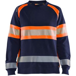 Blåkläder 3409-1158 Dames Sweatshirt High Vis Marineblauw/Oranje maat XS