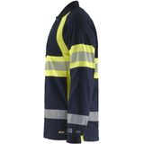 Blåkläder 3438-1741 Multinorm polo piqué lange mouw Marine/High Vis Geel maat 4XL