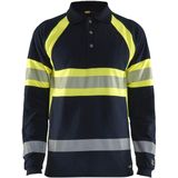 Blåkläder 3438-1741 Multinorm polo piqué lange mouw Marine/High Vis Geel maat 4XL