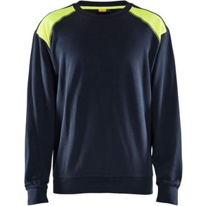 Blåkläder 3580-1158 Sweatshirt bi-colour Donker marineblauw/High vis geel