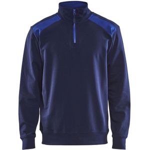 Blåkläder 3353-1158 Sweater halve rits Marineblauw/Korenblauw