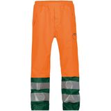 Dassy Sola Hogezichtbaarheidsregenbroek Fluo-Oranje/Flessengroen maat XS