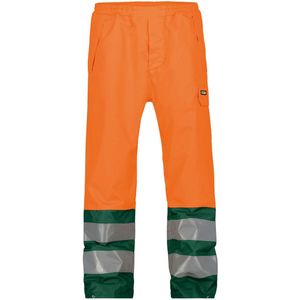 Dassy Sola Hogezichtbaarheidsregenbroek Fluo-Oranje/Flessengroen maat XS