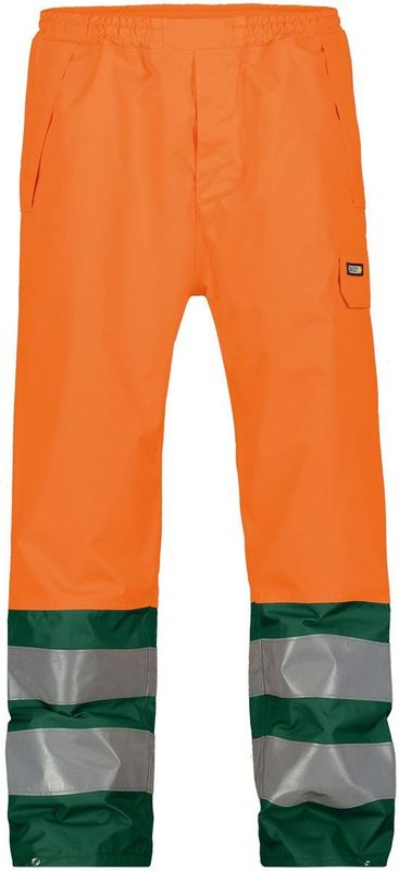 Dassy Sola Hogezichtbaarheidsregenbroek Fluo-Oranje/Flessengroen maat XS