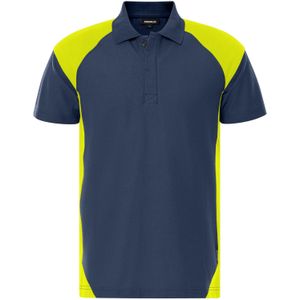 Fristads Heavy poloshirt 7047 GPM Marineblauw/Hi-Vis Geel maat L