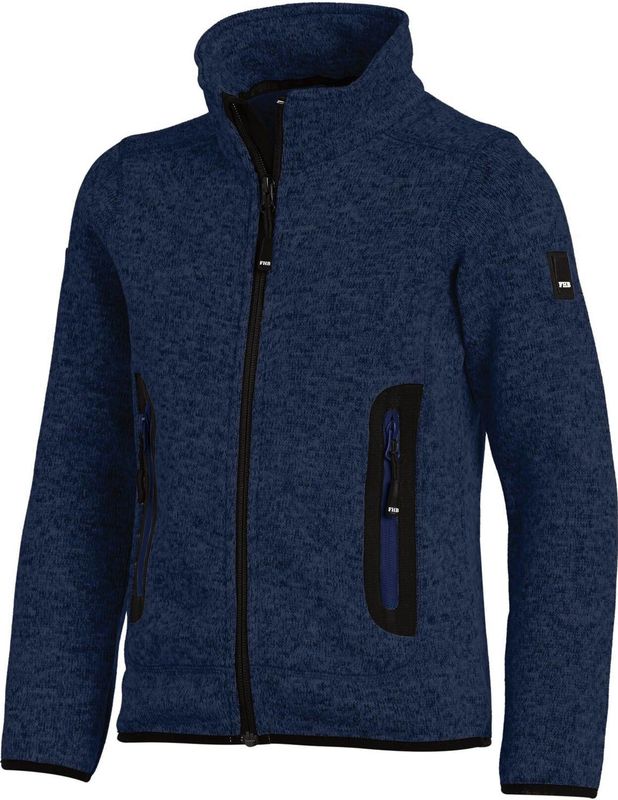 FHB Mats Gebreide Fleece Kinderjack Marine maat 98/104