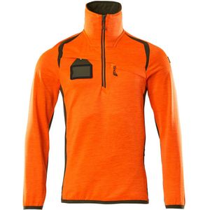 Mascot 19303-316 Fleecetrui met korte rits Hi-Vis Oranje/Mosgroen