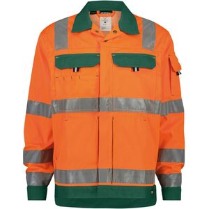 Dassy Dusseldorf Hogezichtbaarheidsvest Fluo-Oranje/Flessengroen 245gr maat M