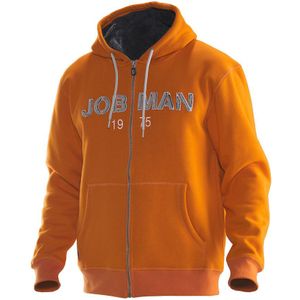 Jobman 5154 Vintage Hoodie Lined Heren Oranje/Donkergrijs