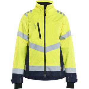Blåkläder 4761-1977 Dames High Vis Shell Jack High Vis Geel/Marineblauw maat L