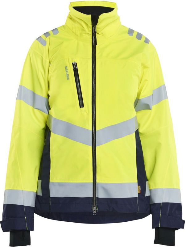 Blåkläder 4761-1977 Dames High Vis Shell Jack High Vis Geel/Marineblauw maat L