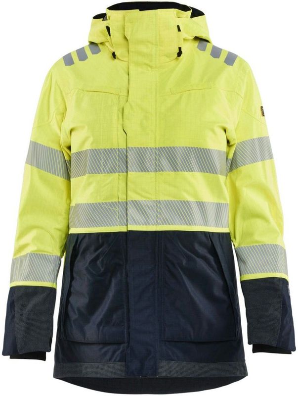 Blåkläder 4449-1532 Multinorm Dames Shelljack High Vis Geel/Marineblauw maat L