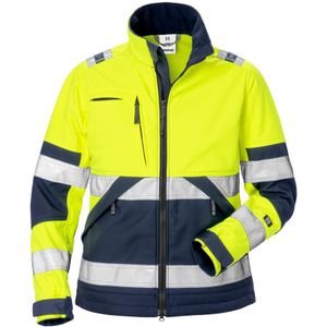 Fristads High vis softshelljack dames klasse 2 4183 WYH Hi-Vis geel/marineblauw