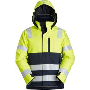 Snickers 1163 ProtecWork Isolerend Jack met Capuchon High-Vis Klasse 3 High-Vis Geel/Marineblauw maat XS