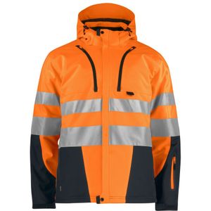 Projob 6420 Gevoerde Softshell - ISO 20471 Klasse 3/2 Oranje/Zwart maat XXL