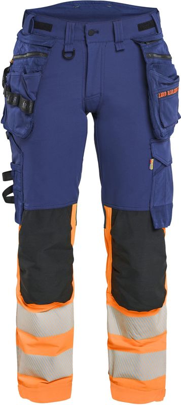 Blåkläder 7025-1648 Dames High Vis werkbroek 4-weg stretch Marineblauw/Oranje maat C34