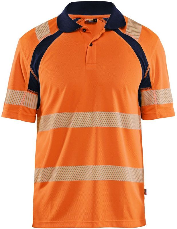 Blåkläder 3595-1013 UV-Poloshirt High Vis High Vis Oranje/Marineblauw maat 4XL