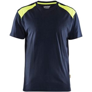 Blåkläder 3379-1042 T-shirt bi-colour Donker marineblauw/High vis geel