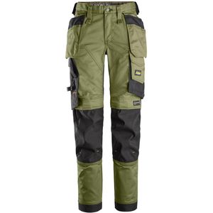 Snickers 6247 Dames Stretchbroek met Holsterzakken Khakigroen/Zwart maat XXL (Short)