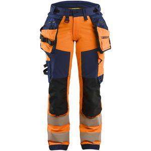 Blåkläder 7022-1648 Dames High Vis werkbroek 4-weg stretch High Vis Oranje/Marineblauw maat C34