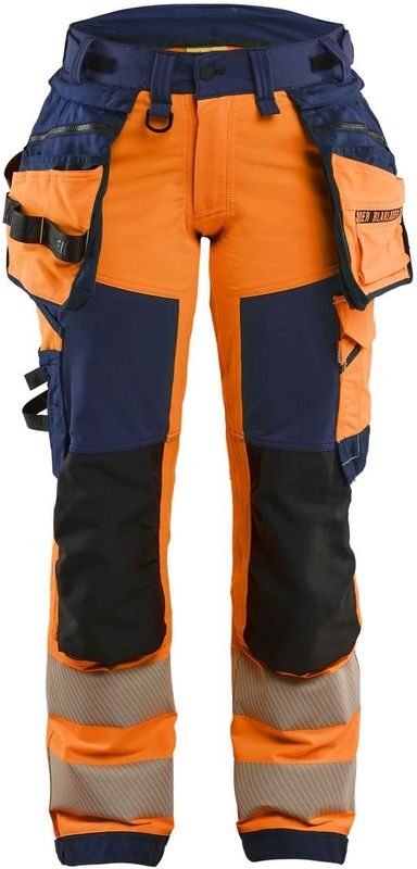 Blåkläder 7022-1648 Dames High Vis werkbroek 4-weg stretch High Vis Oranje/Marineblauw maat C34