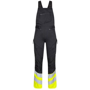 F. Engel 3546 Safety Bib Overall Stretch Black/Yellow maat 64