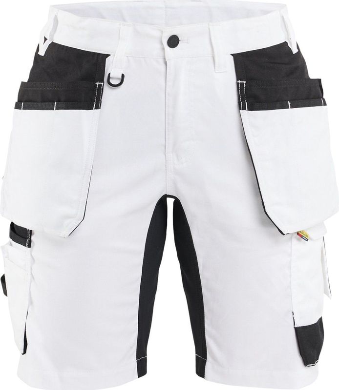 Blåkläder 7233-1832 Dames schildersshort met stretch Wit/zwart maat C32