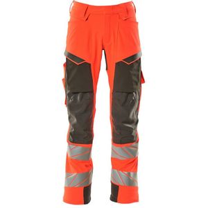 Mascot 19079-511 Broek met kniezakken Hi-Vis Rood/Donkerantraciet