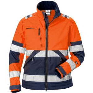 Fristads High vis softshelljack dames klasse 2 4183 WYH Hi-Vis oranje/marineblauw maat XS