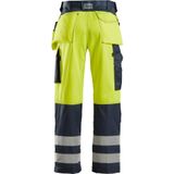 Snickers 3233 High-Vis Broek met Holsterzakken Klasse 2 High-Vis Geel/Marineblauw