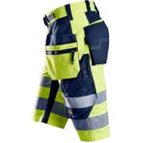 Snickers 6933 FlexiWork High-Vis Korte Broek+ - Geel/Marineblauw - Klasse 1