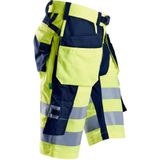 Snickers 6933 FlexiWork High-Vis Korte Broek+ - Geel/Marineblauw - Klasse 1
