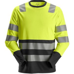 Snickers 2433 AllroundWork High-Vis T-shirt met Lange Mouwen Klasse 2 High-Vis Geel/Zwart maat XS
