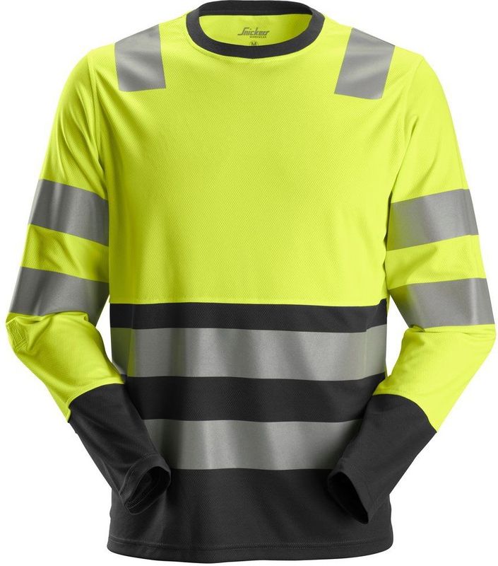 Snickers 2433 AllroundWork High-Vis T-shirt met Lange Mouwen Klasse 2 High-Vis Geel/Zwart maat XS