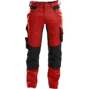 Dassy Dynax Werkbroek met stretch en kniezakken Rood/Zwart