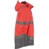 Dassy Malaga Hogezichtbaarheids softshelljas Fluorood/Cementgrijs maat XS