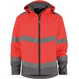 Dassy Malaga Hogezichtbaarheids softshelljas Fluorood/Cementgrijs maat 3XL