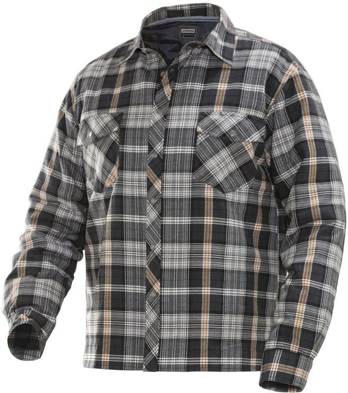 Jobman 5157 Flannel Shirt Lined 65515701 - Grijs Oranje