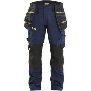 Blåkläder 1970-1149 STRIKER Werkbroek met stretch Donker marineblauw/High vis geel maat C144
