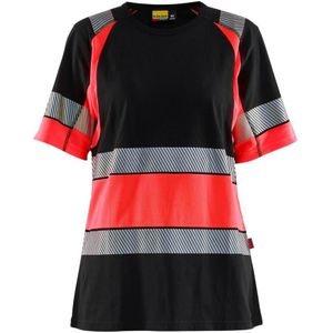 Blåkläder 3410-1030 Dames T-Shirt High Vis Zwart/High Vis Rood