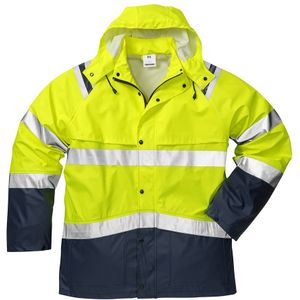 Fristads - 4624 RS Hi-Vis - Regenjack - Geel/Marineblauw - PU Gecoate Polyester Jersey
