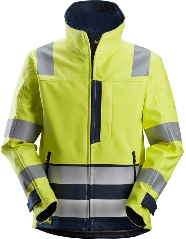 Snickers 1260 ProtecWork Soft shell Jack High-Vis Klasse 3 High-Vis Geel/Marineblauw maat XS