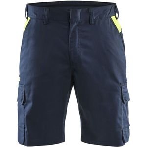 Blåkläder 1446-1832 Industrie short stretch Donker marineblauw/High vis geel maat C44