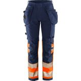 Fristads High Vis Green werkbroek dames stretch klasse 1 2663 GSTP - Hi-Vis oranje/marineblauw
