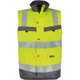 Dassy Bilbao Hogezichtbaarheidsbodywarmer Fluogeel/Cementgrijs maat XS