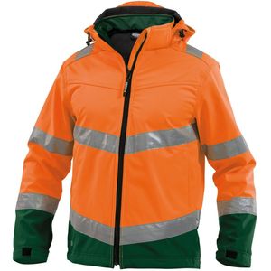 Dassy Malaga Hogezichtbaarheids softshelljas Fluo-Oranje/Flessengroen